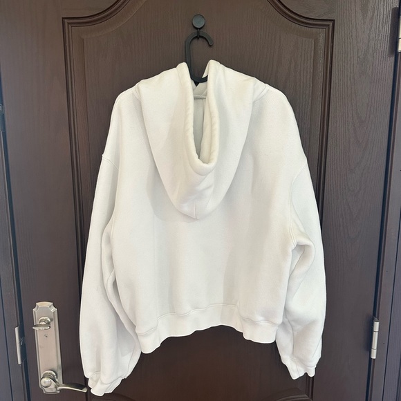 Alexander Wang White Hoodie Sweatshirt M Cotton Blend Minimalist Designer Street - Picture 3 of 6